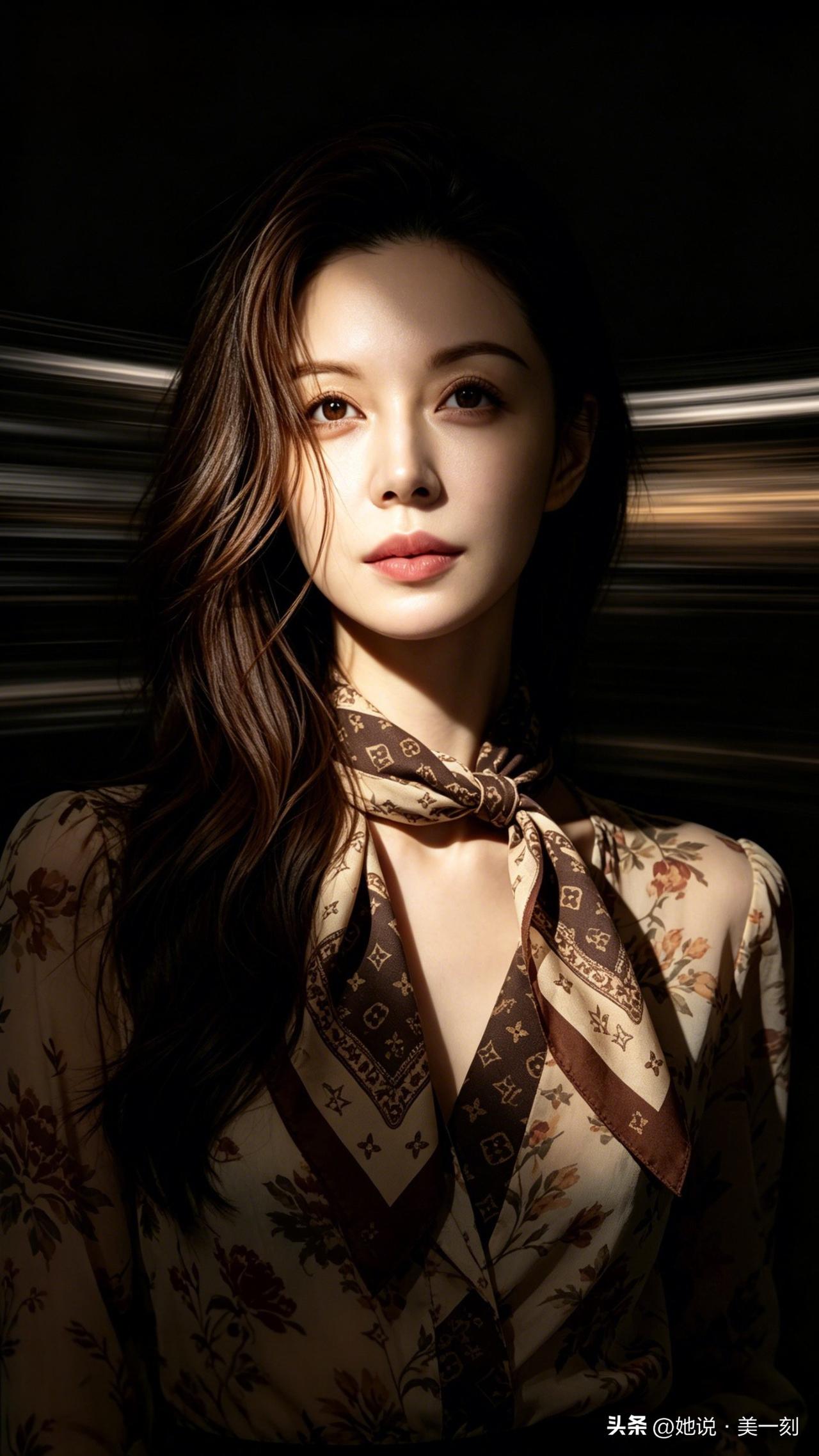什么是女人的气质和魅力? 优雅复古风，印花衬衫搭配丝巾，尽显女性魅力！