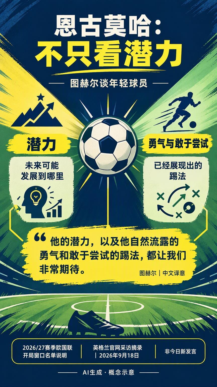 图赫尔看恩古莫哈，不只是在等他的潜力兑现评价年轻球员，“有潜力”常常把目光引向未