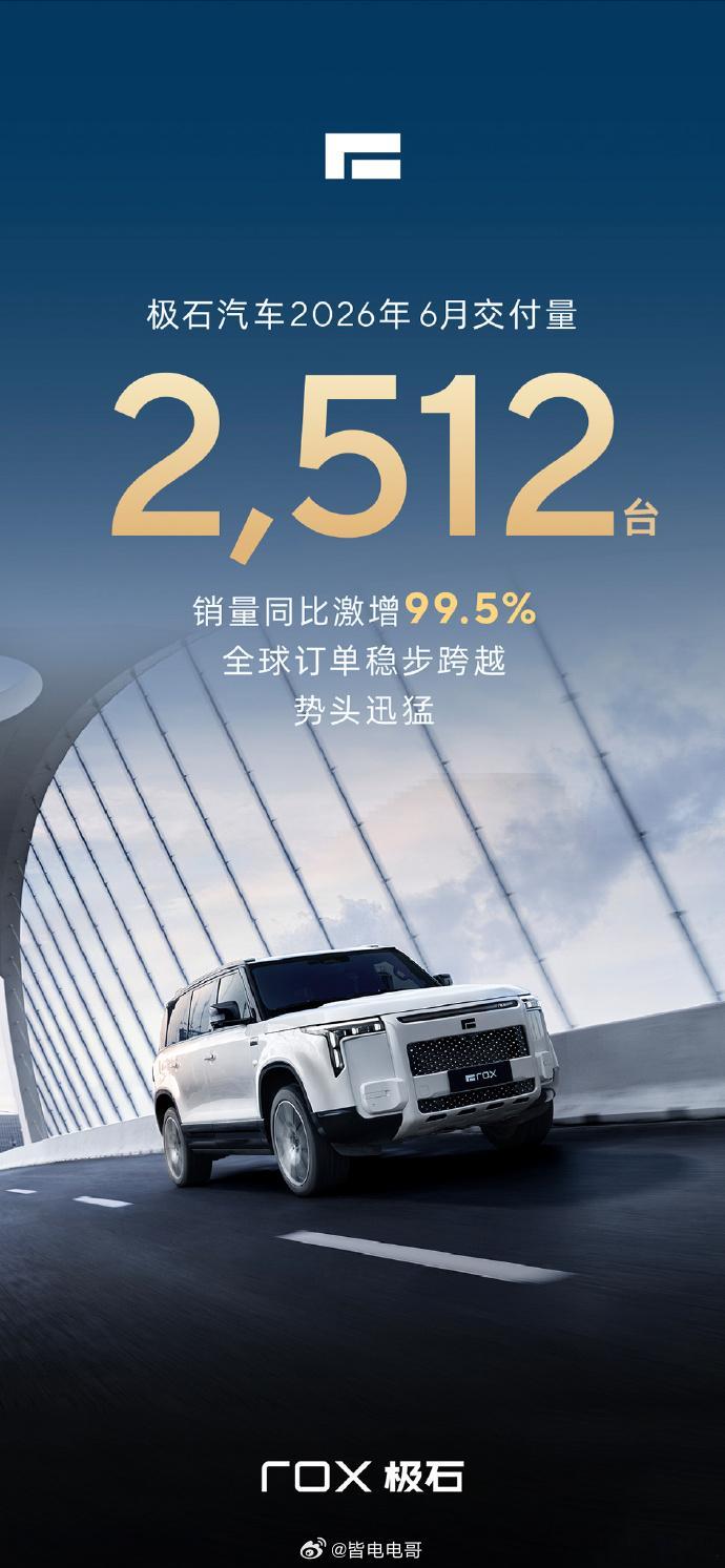 极石汽车 也是成功找到自己的定位了6月还没彻底过去就公布了订单量销量同比增长99