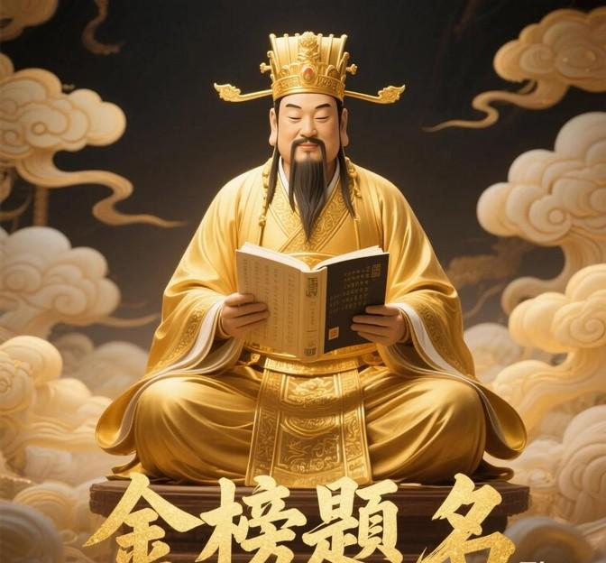 孩子要考试的家庭注意了，去文昌帝那拜一拜特别灵验。

文昌帝君拿着笔，象征着好运
