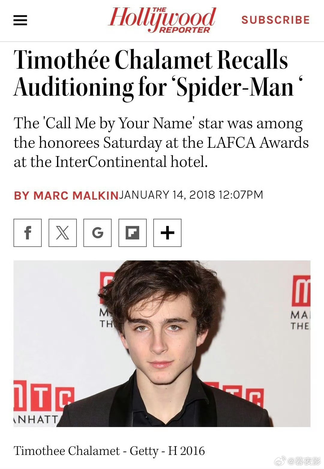 原来“甜茶”提莫西·查拉梅还试镜过蜘蛛侠最后因为荷兰弟有芭蕾背景被淘汰啊啊啊啊啊