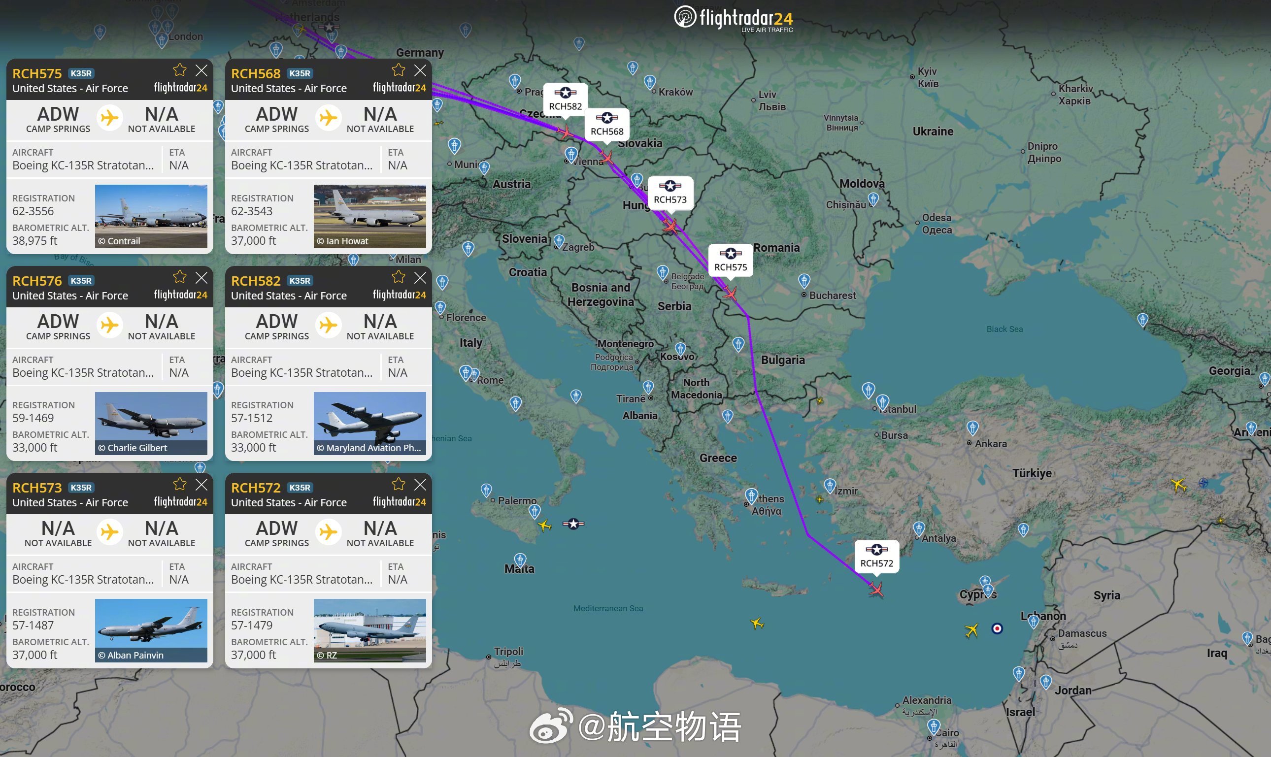 美国空军这KC-135空中加油机机队虽然说老是真老，但这样排好队出现在东欧—地中