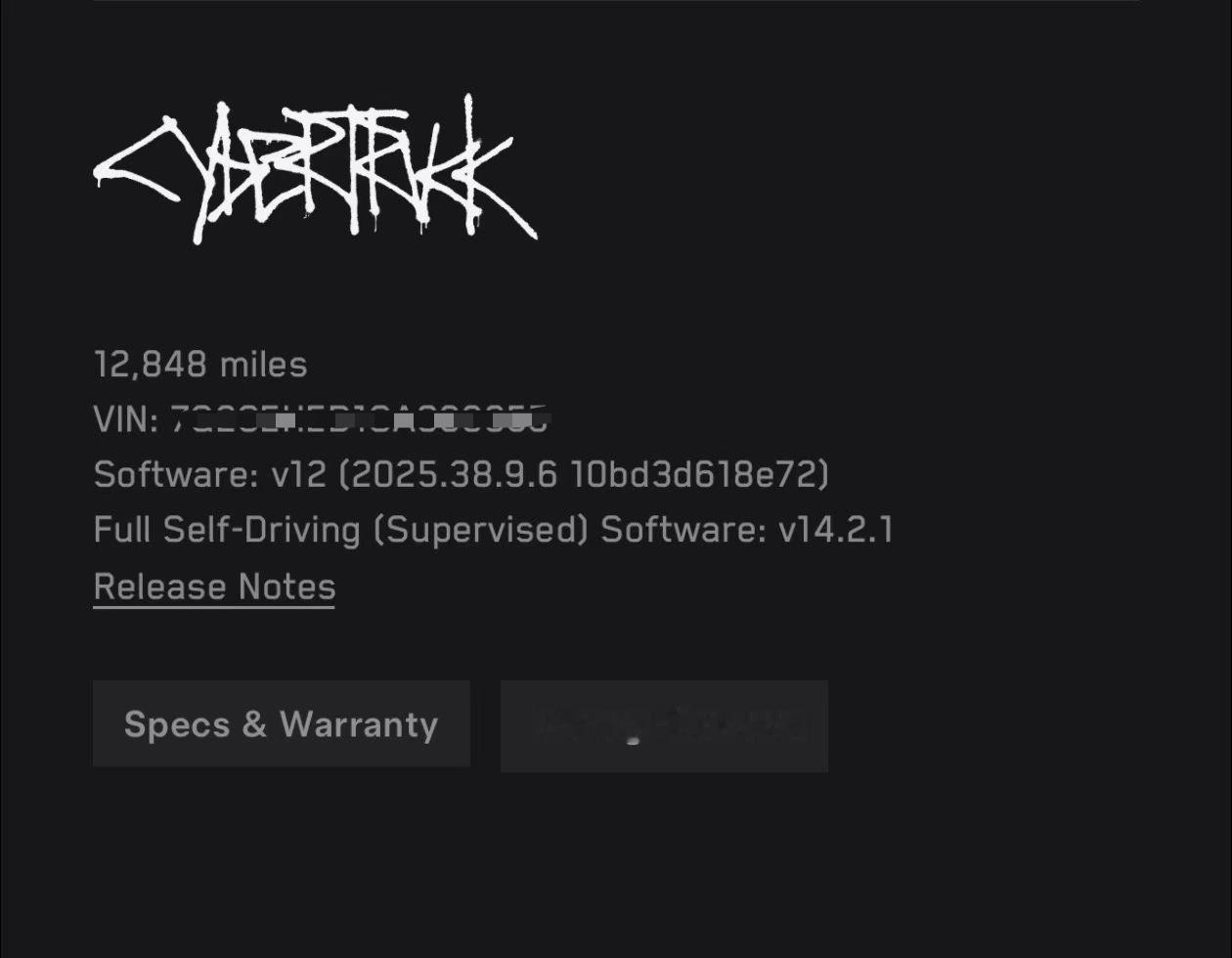 cybertruck 升级到FSD V14.2.1了