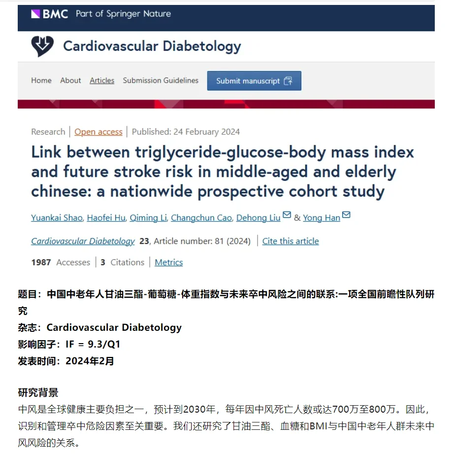 想预见未来？看看甘油三酯、葡萄糖和体重指数如何预测中老年人的卒中风险！...