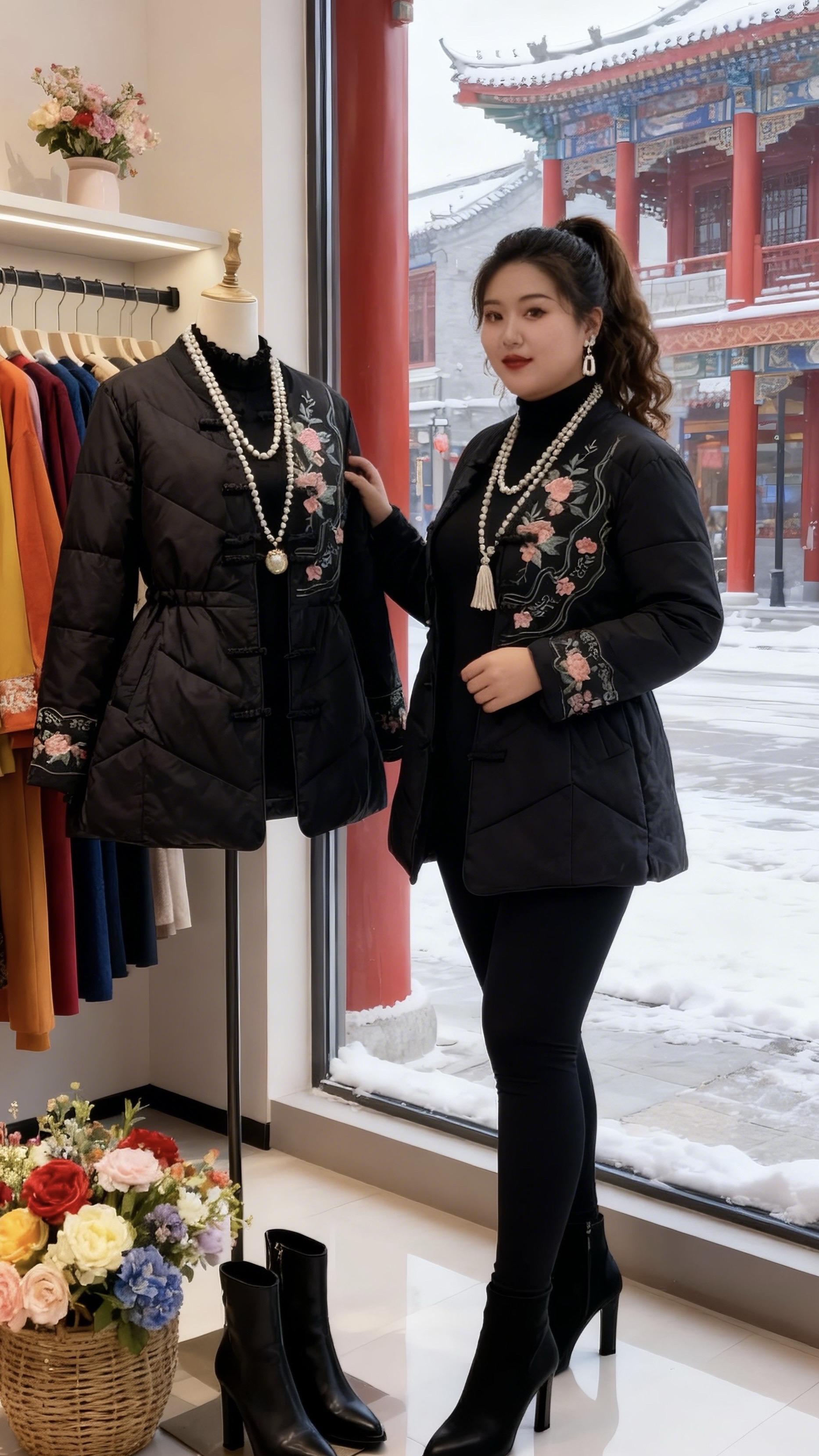 秋冬穿搭 保暖又好看一键入冬穿搭大码女装遮肉显瘦