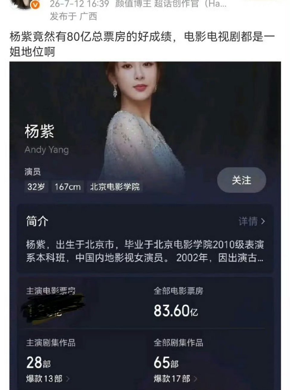 杨紫电影电视剧都是一姐的地位，你们认同吗… 