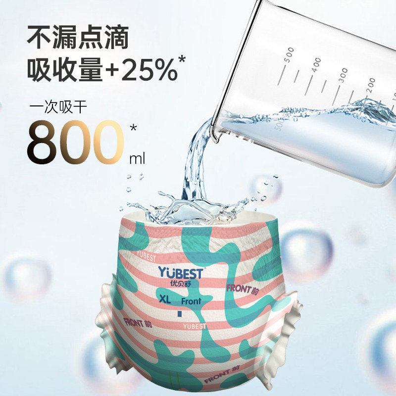 送两片！优贝舒小彩裤超薄透气拉拉裤72片 