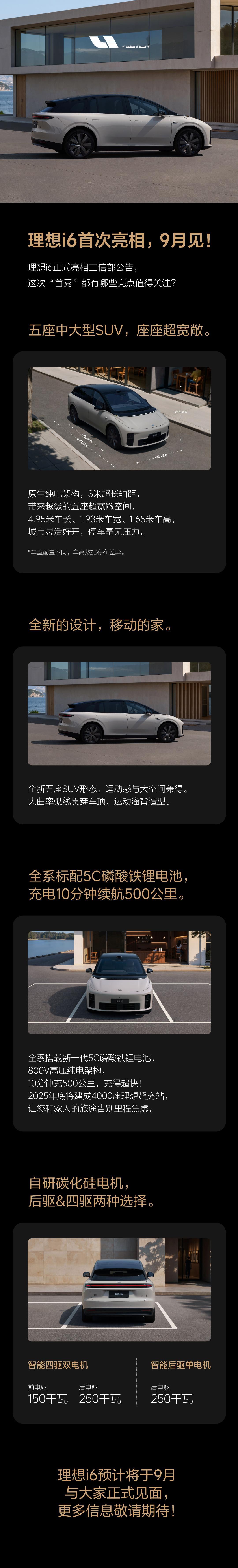 理想这台车虽然叫i6，但车长达到了4.95米，轴距3米，这是什么概念？跟自家L6