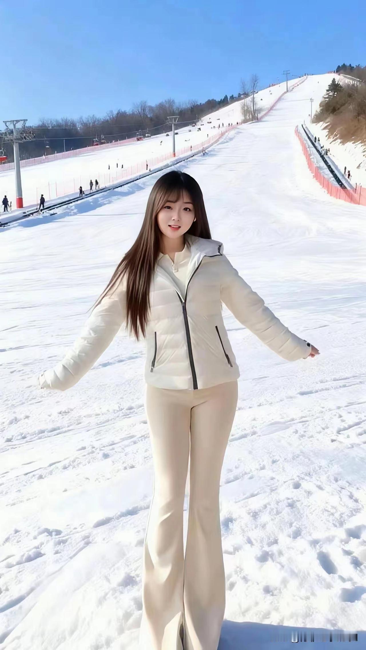 雪场限定版快乐❄️ 白色系穿搭和雪景也太搭了，在雪地里撒欢的感觉真的超治愈，冬日