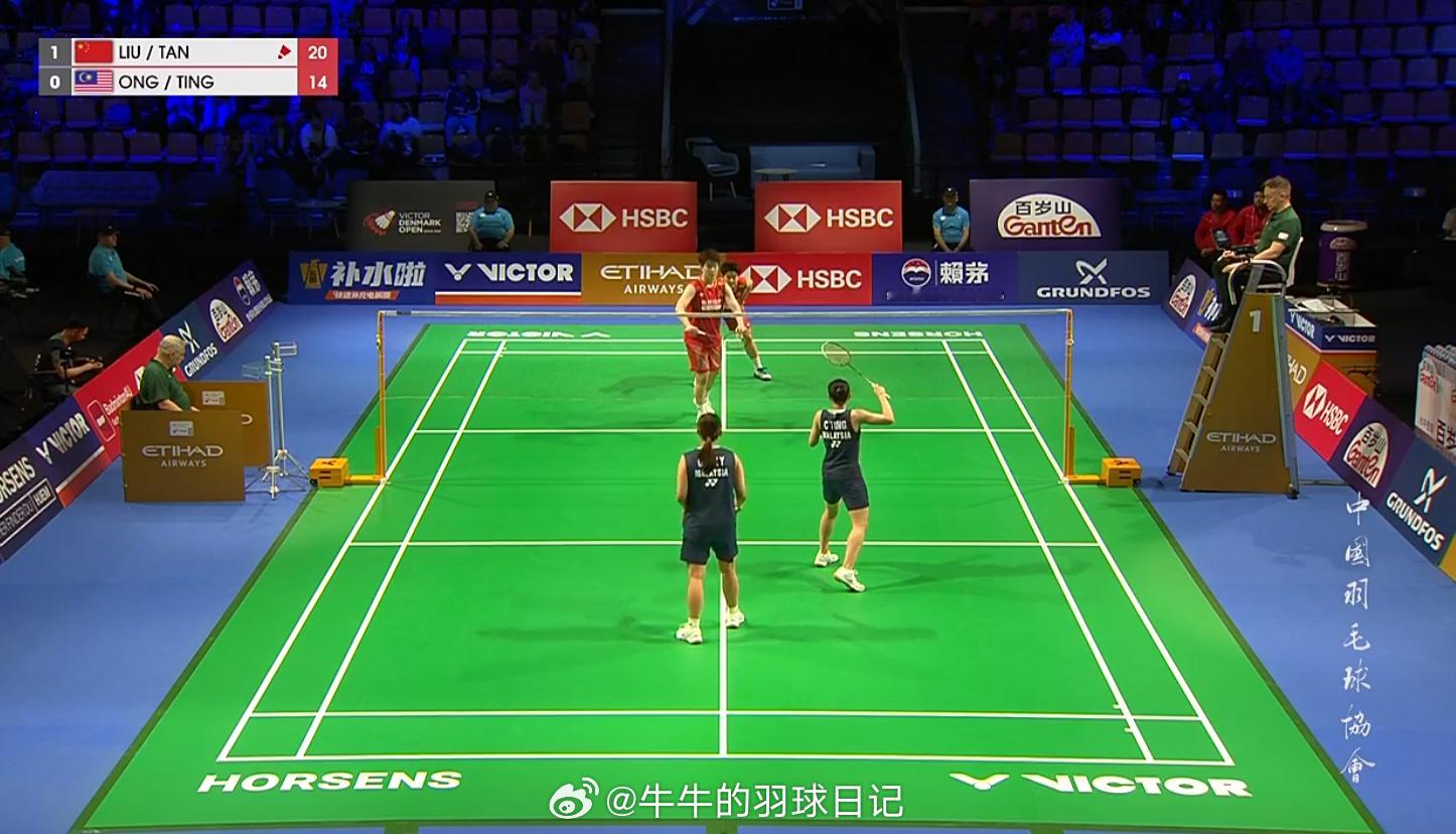 尤杯 1/4赛 中国 1-0 马来西亚女双 刘圣书/谭宁 21-14 王馨渝/陈