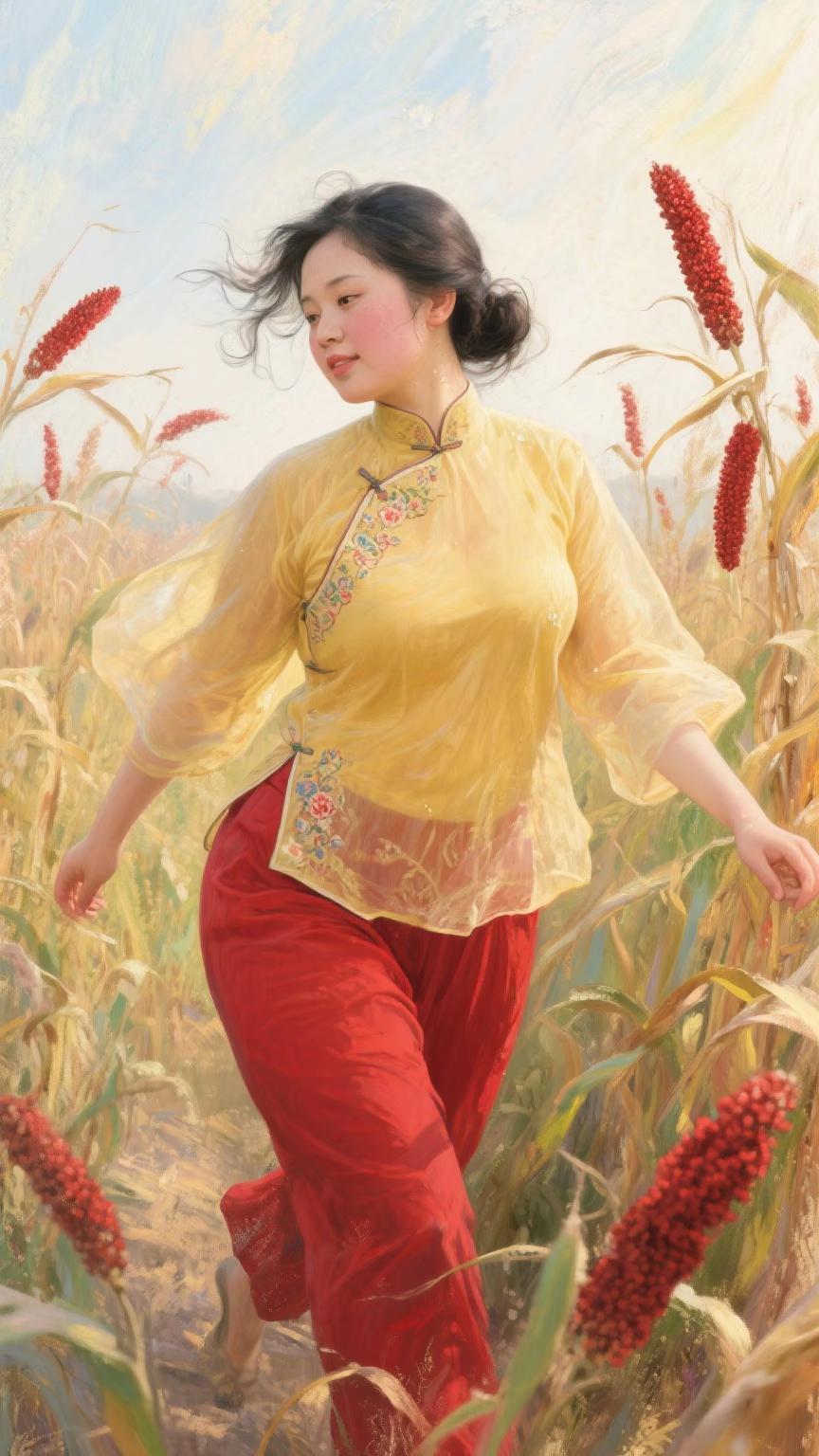 画画 原创作品 国风元素女装