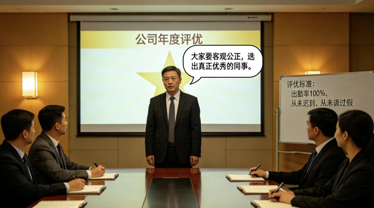 公司年度评优，每个部门推一个人。
一部门投票前，领导先开了个会，语重心长地说：“