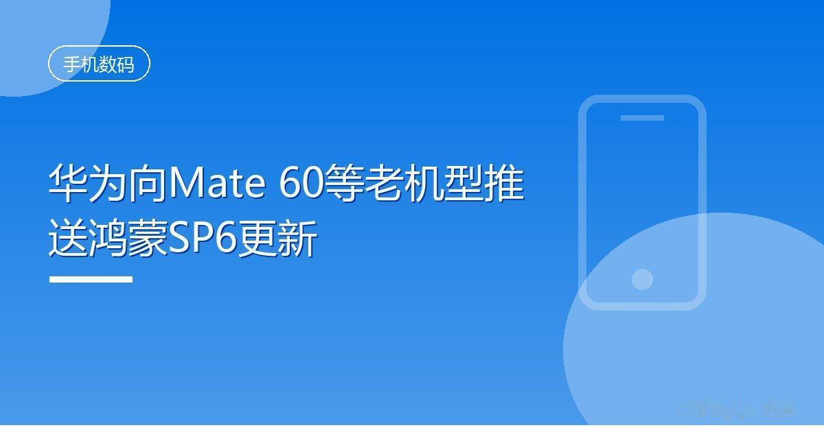 华为向Mate 60等老机型推送鸿蒙SP6更新
 IT时代网9月26日消息，华为