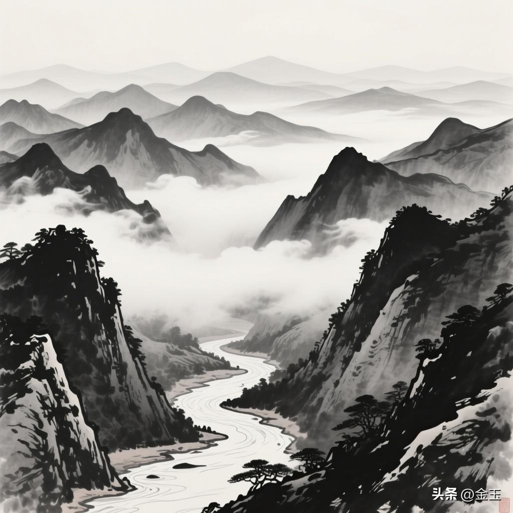 🎨远处的青山被薄雾轻轻裹住，近处的溪水绕着石头叮咚作响，坐在画板前一坐就是一下