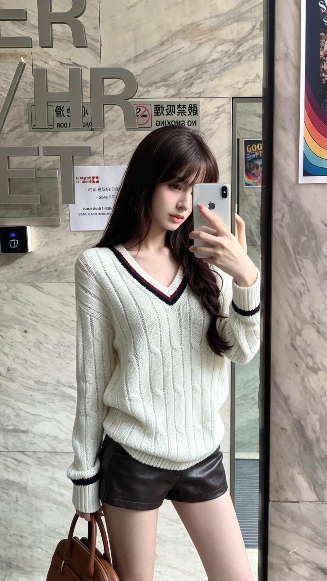今日份韩女穿搭 无班味穿搭 针织衫搭配小短裙 老派少女的ootd ootd毛衣穿