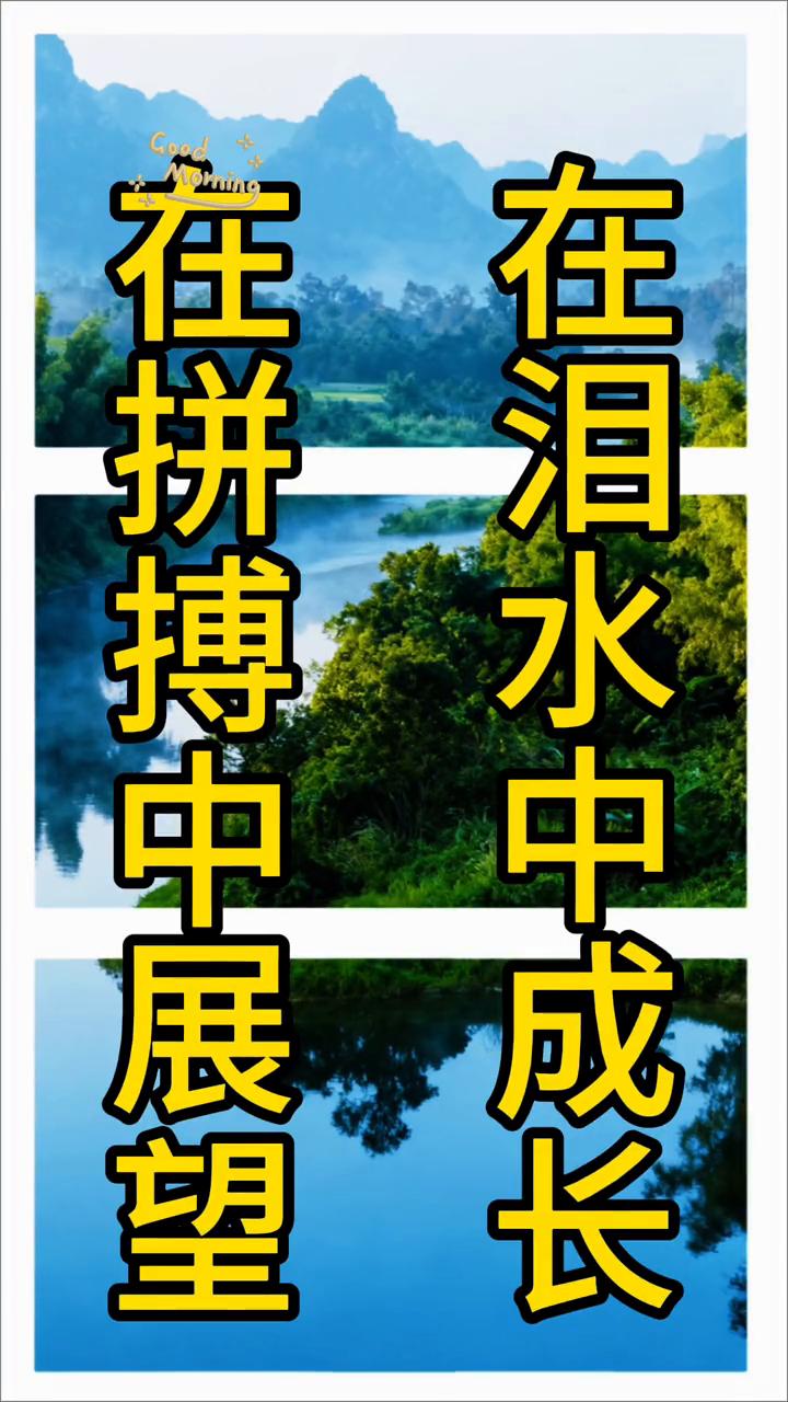 早上好。
人生就是在风雨中奔跑，在阳光下灿烂，在泪水中成长，在拼搏中展望。放松心