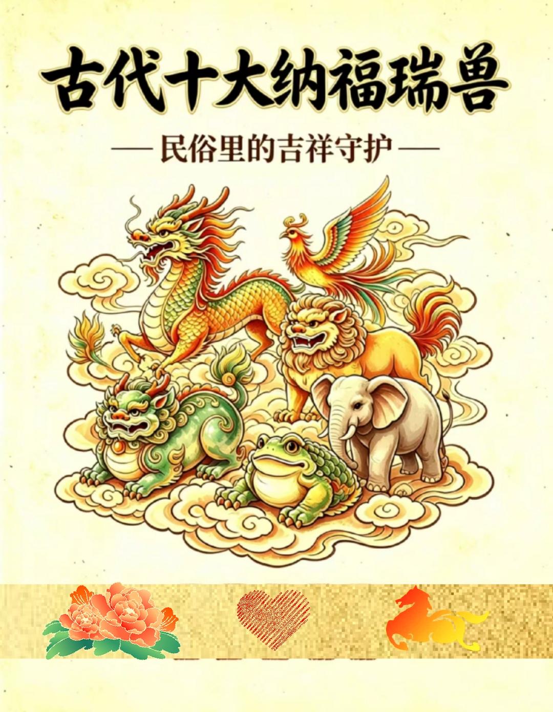中国古代的“十大纳福瑞兽”是传统文化中承载吉祥、纳福、辟邪、招财等美好寓意的文化