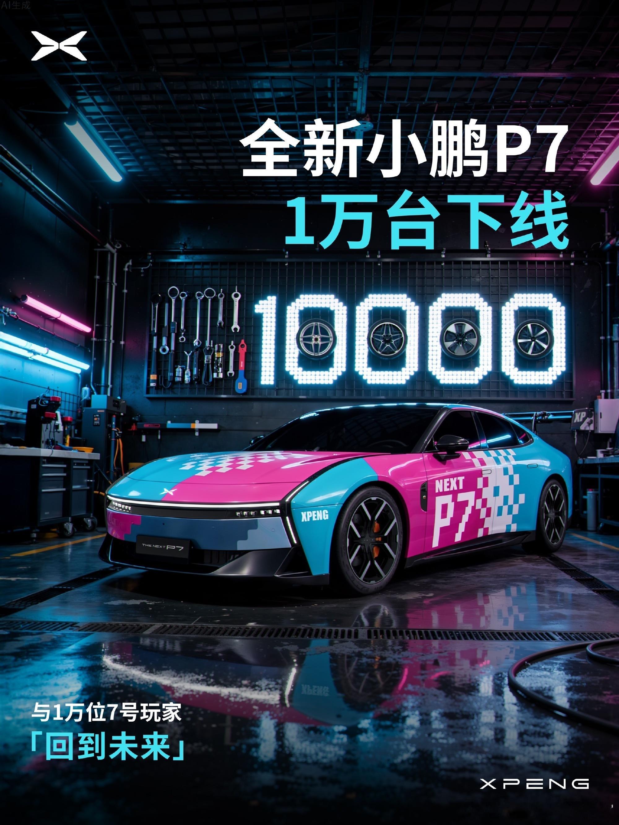 全新小鹏P7已经生产了10000台了，据何小鹏说，这是小鹏所有车型里产能爬坡最快