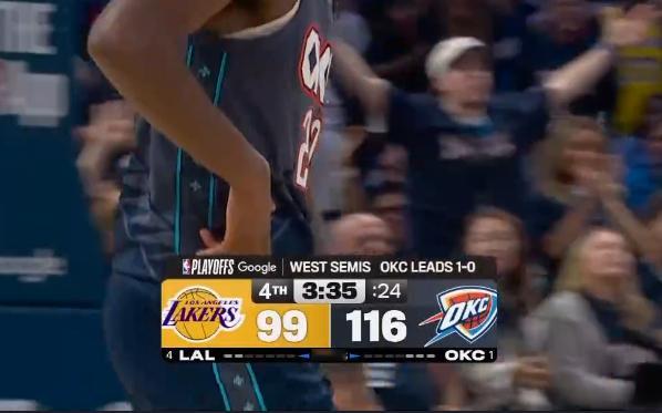 3分钟 这个分差 可以直接宣布湖人GG 湖人vs雷霆nba季后赛