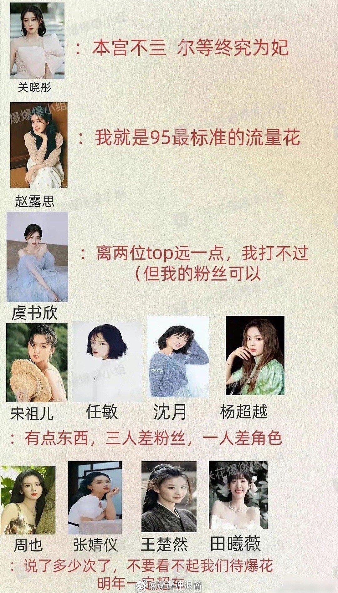 网友做的95花梯队表 ，哪里怪怪的 ​​​
