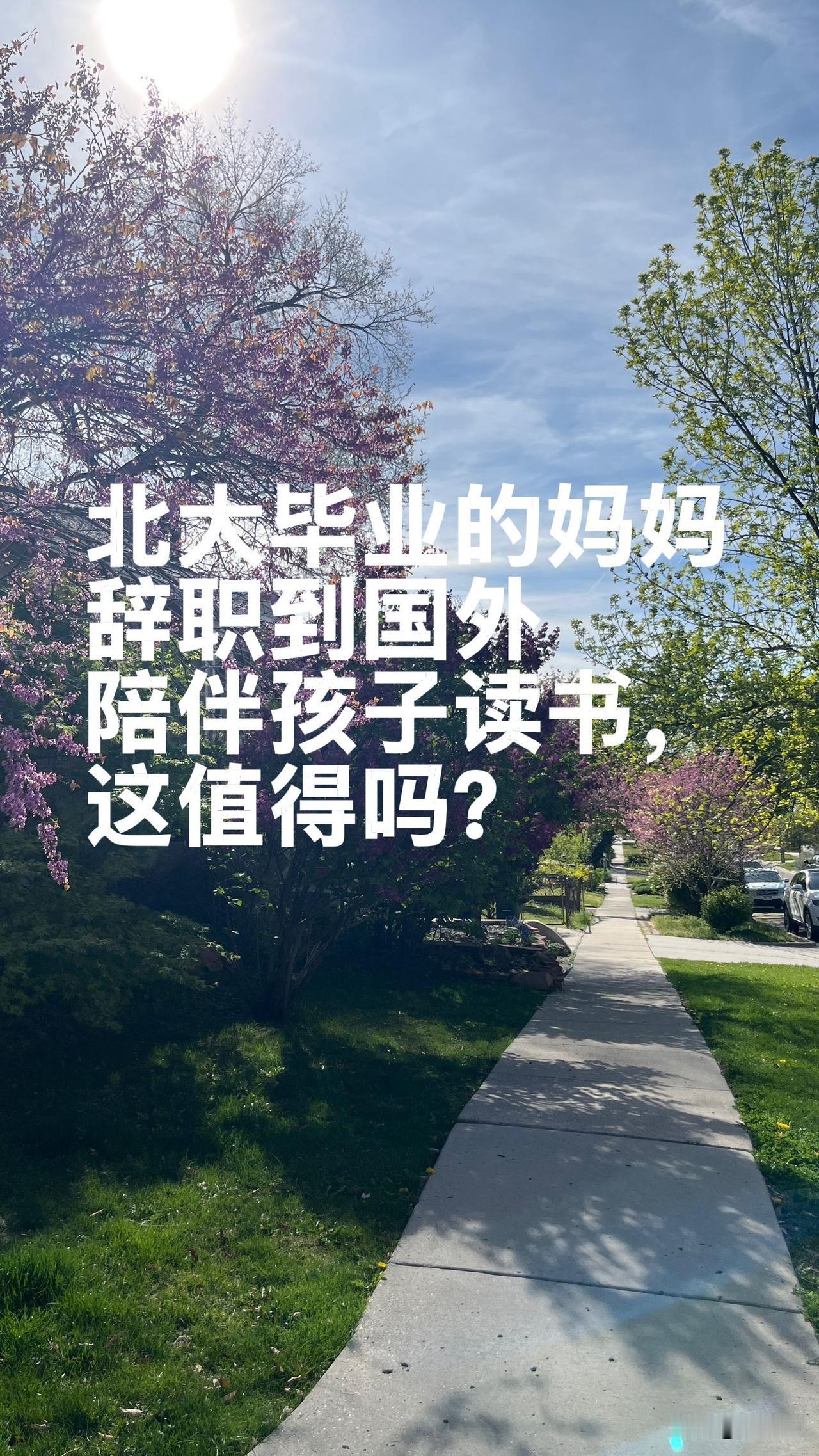 一个北大毕业的妈妈，辞掉工作，跑到美国陪孩子读书。

如果家里本来很难，这还容易