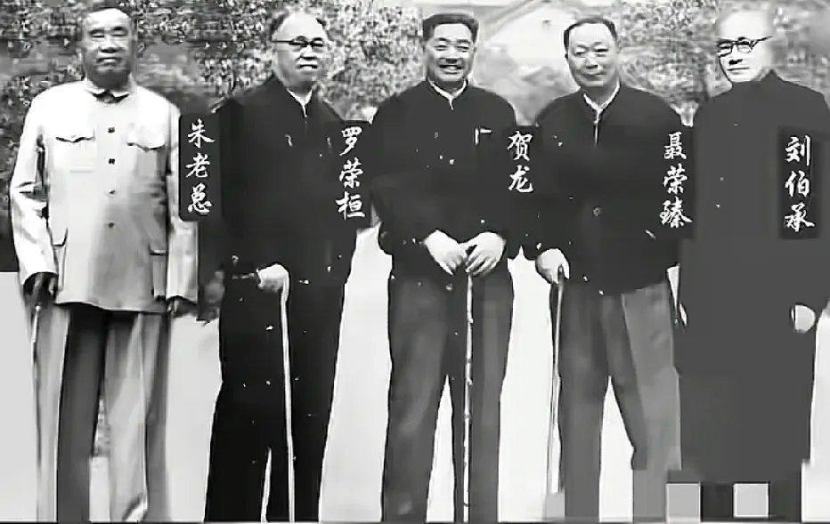 五大元帅珍贵合影
 
五大元帅难得同框，照片里是朱德、罗荣桓、贺龙、聂荣臻、刘伯