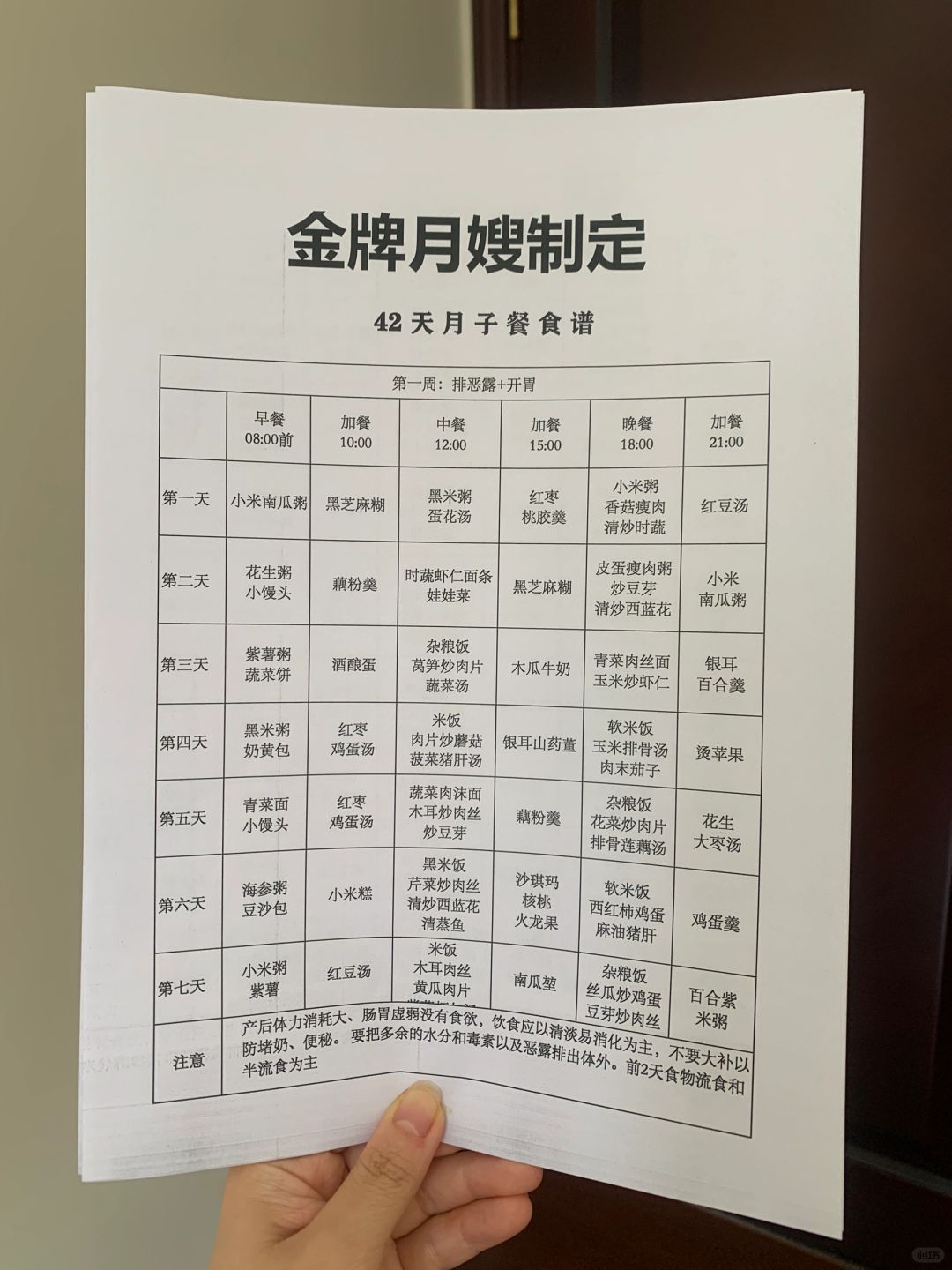 打印给准备做月子的姐妹！