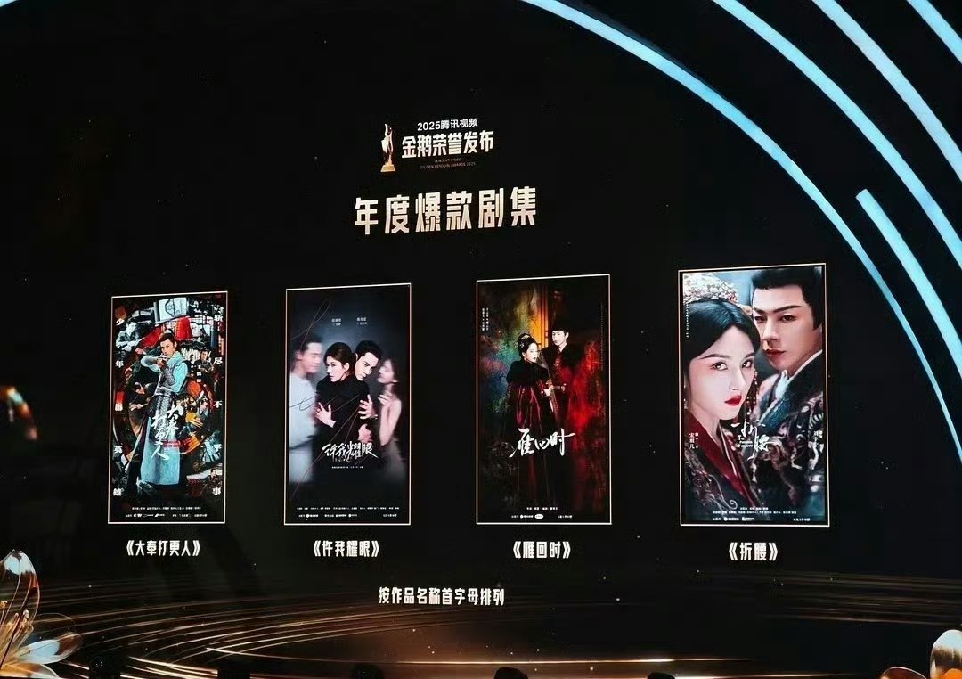 腾讯认证的2025年度四大爆款剧集：大奉打更人、许我耀眼、雁回时、折腰 你看过哪