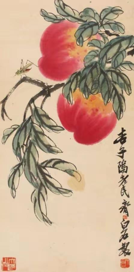 1956年，北京一退休老师，花80块买到一幅齐白石的寿桃画作，临走时还特意让齐白