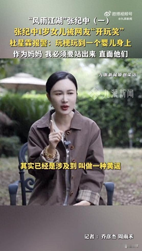 11月2日，张纪中的现任妻子杜星霖在采访里说，她一岁大的女儿因为网上有人乱说话，