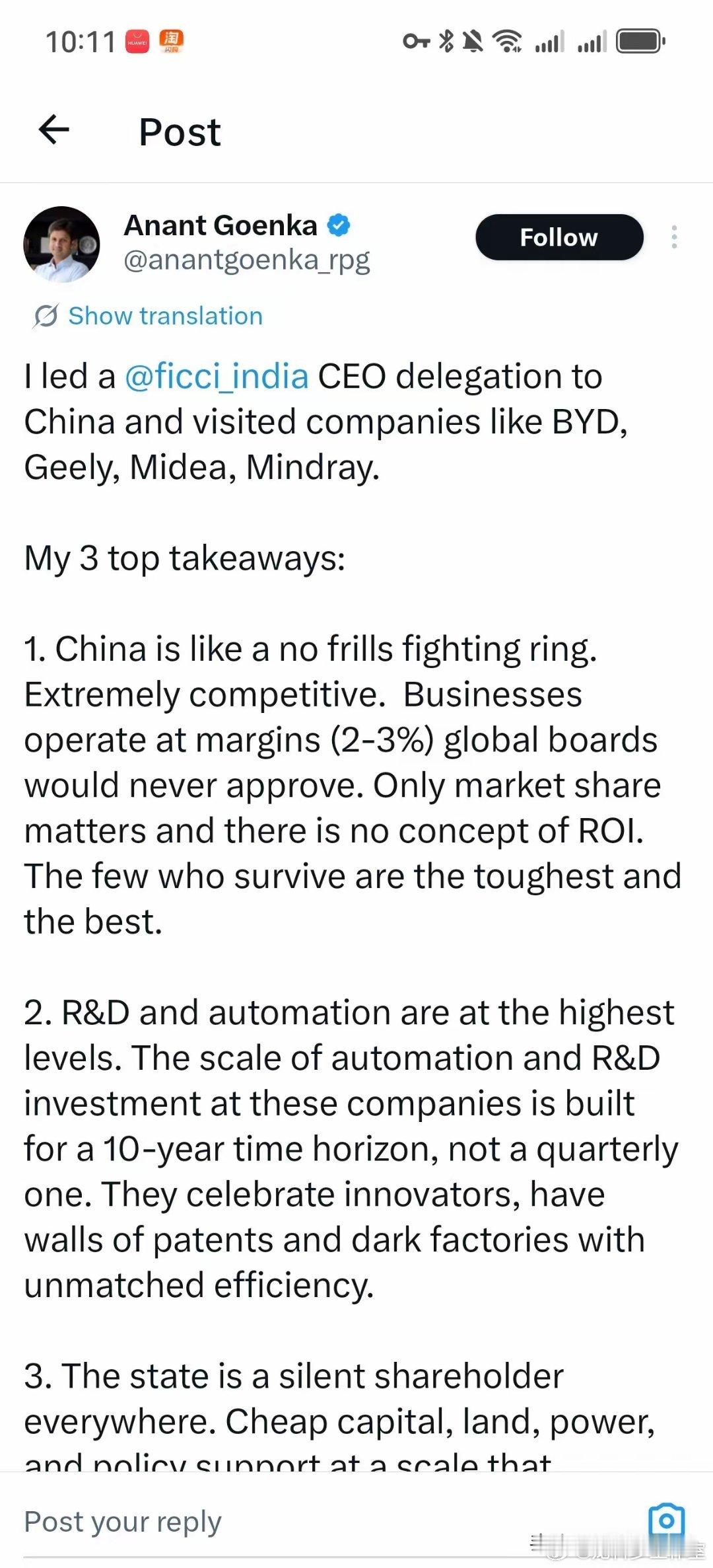 在X上，一位印度老哥的帖子火了，他说来中国有三大收获！！看了下，句句在理。他说，
