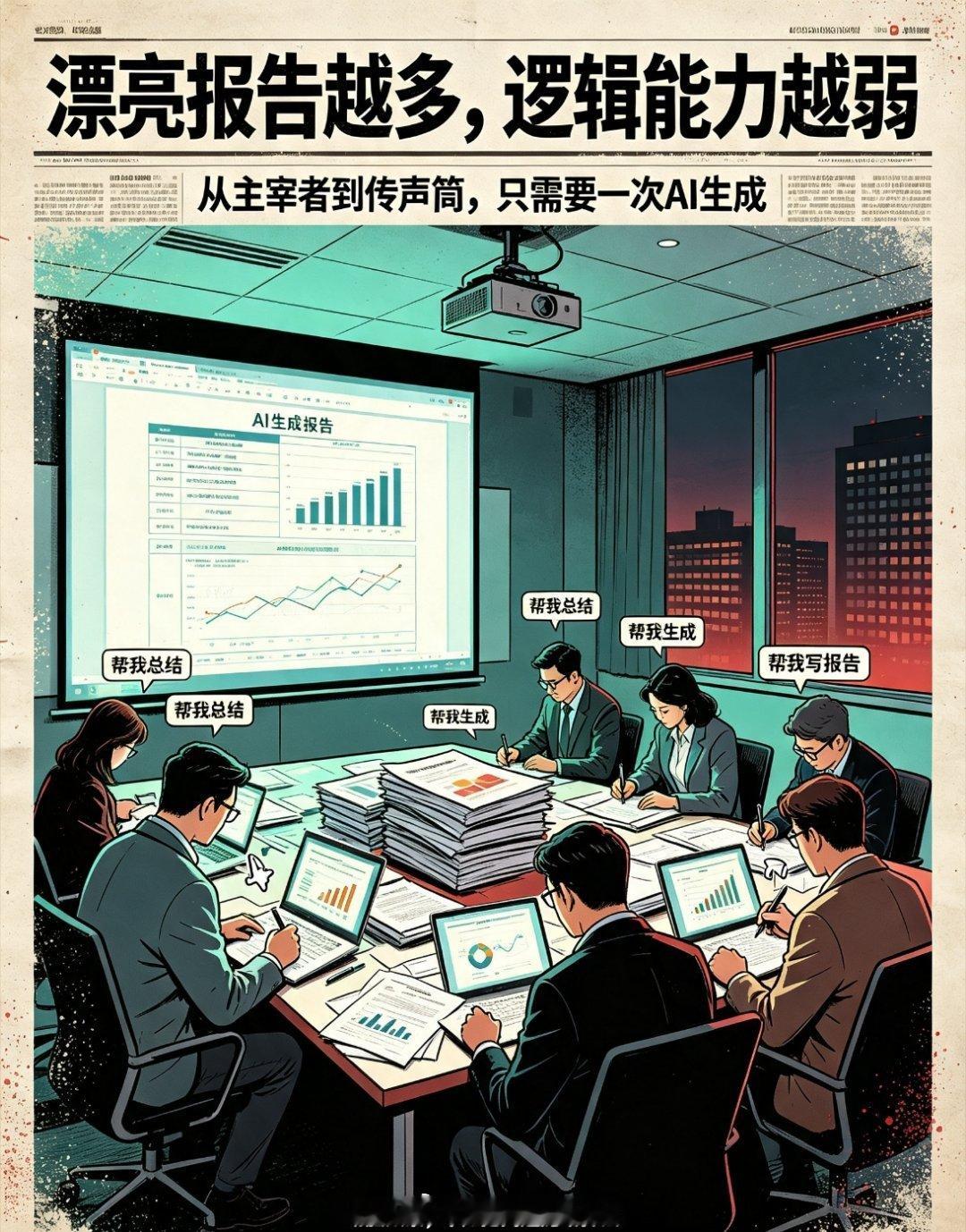 现在开会就是互丢AI文档AI文档丢得越勤，人的大脑退化得越快。会议桌变成云盘互掷
