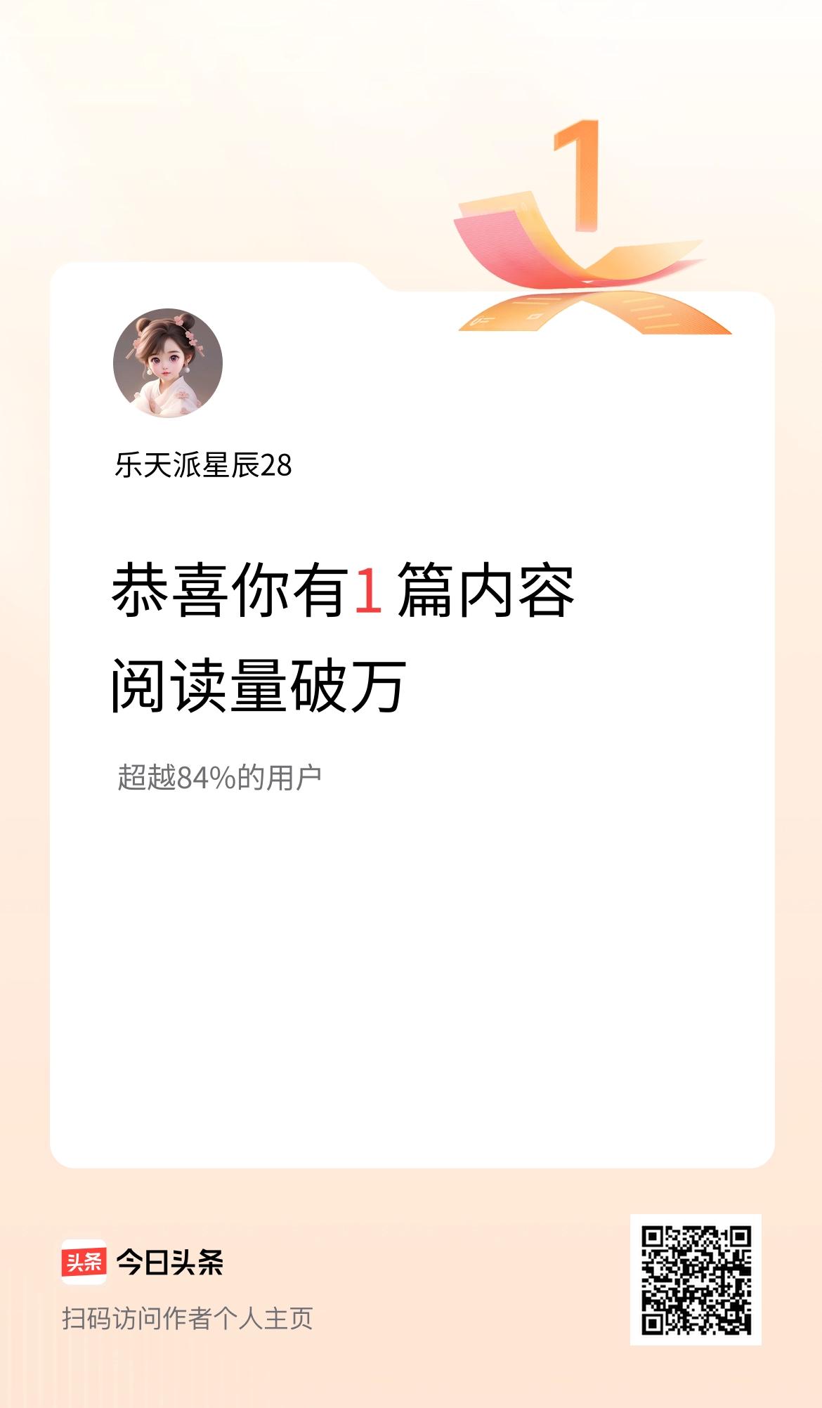 我在头条破万阅读量内容篇数破1