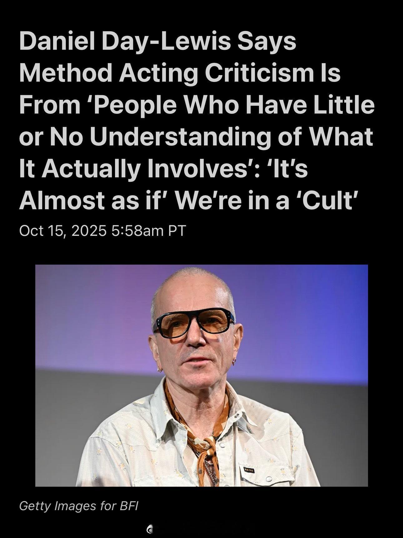 伦敦电影节 现在一说就是体验派表演比方法派好，终于有大咖级实力演员为方法派撑腰了