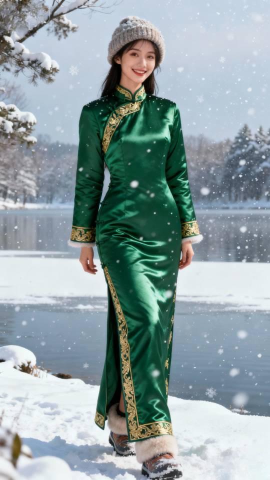 女子冬天穿的夹棉旗袍。旗袍 旗袍美女 美女壁纸 旗袍棉服