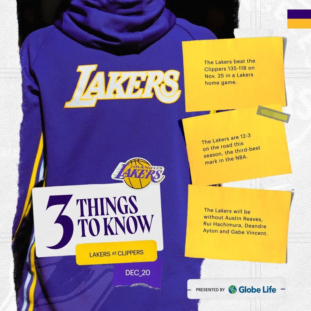 里夫斯、八村、顿宝和文森特将缺席今天的洛城德比 篮球年末狂欢季洛杉矶湖人