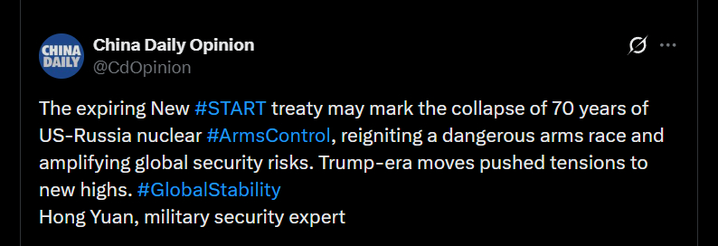 美俄唯一军控条约今天失效【战争与和平特大事件：从今天开始，世界已没有限制大规模杀