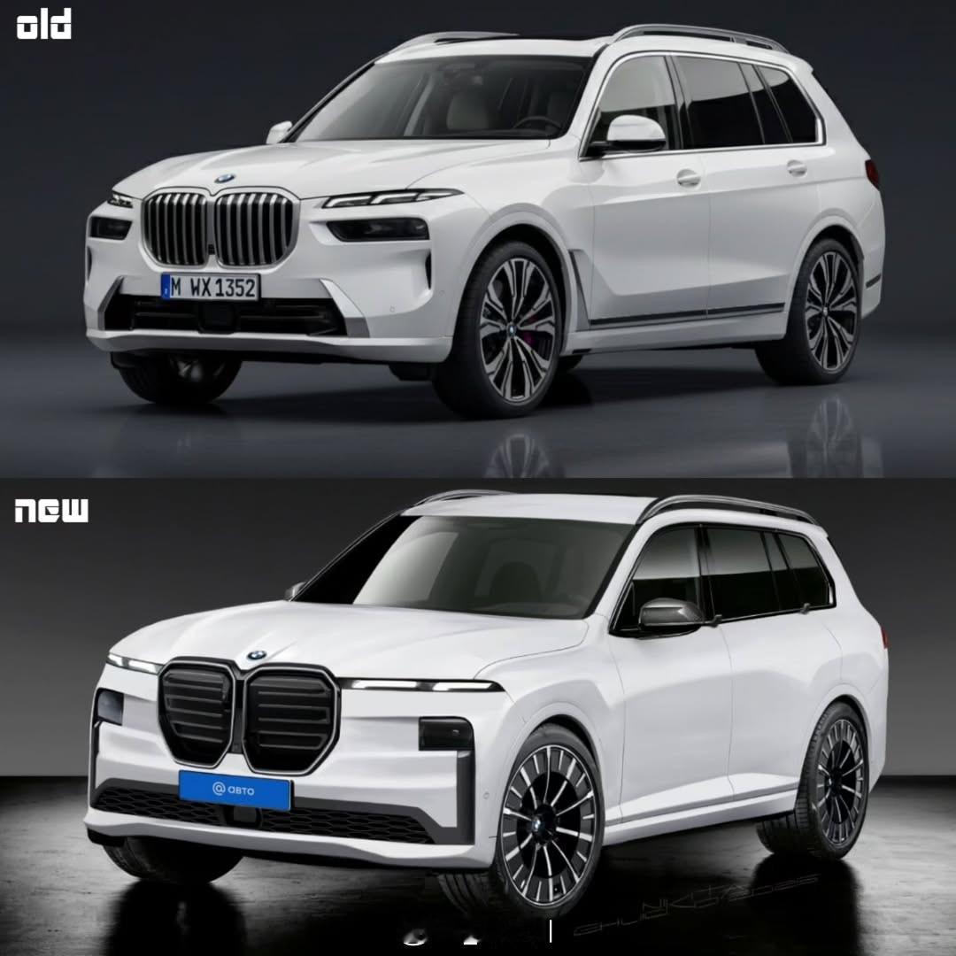 新款&老款宝马X7对比 现款 & 中期改款宝马X7（渲染图）对比，大家更喜欢新还