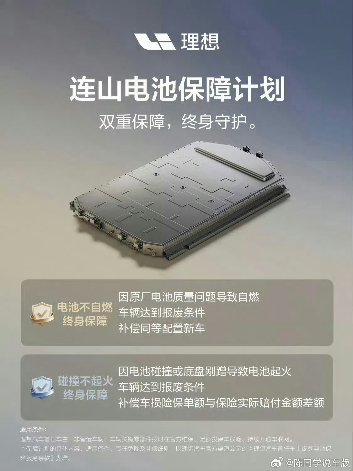 理想汽车发布电池保障政策理想给自研的电池兜底用户买的放心用的省心还不闹心大家都开