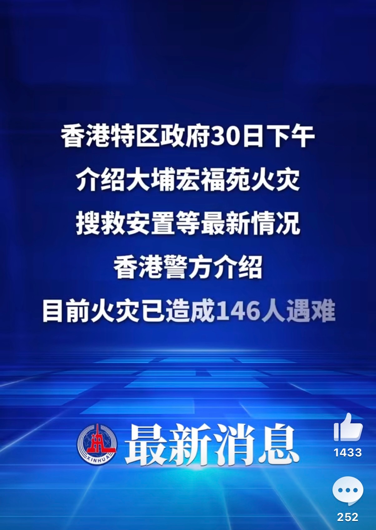已经146人遇难了，哎～香港火灾已致146人遇难