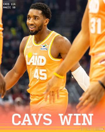 骑士大胜魔术骑士114-98大胜魔术，加兰缺阵，米切尔砍下45分4篮板4助攻，莫