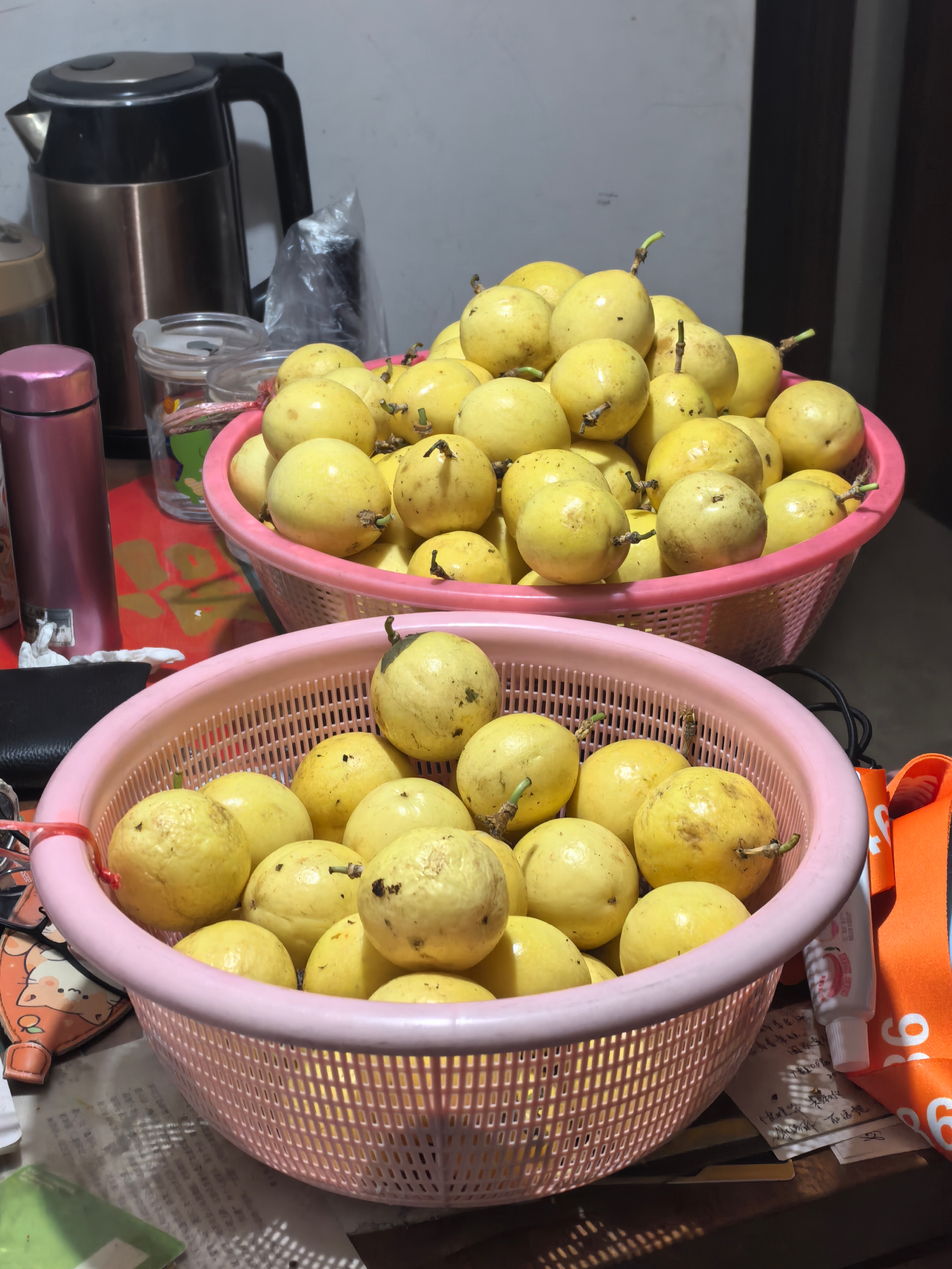 在百花果芬芳中起来忙碌。剪了荷包蛋之后送娃游泳。又来吃新鲜辣椒配拉肠！又来吃柴鱼
