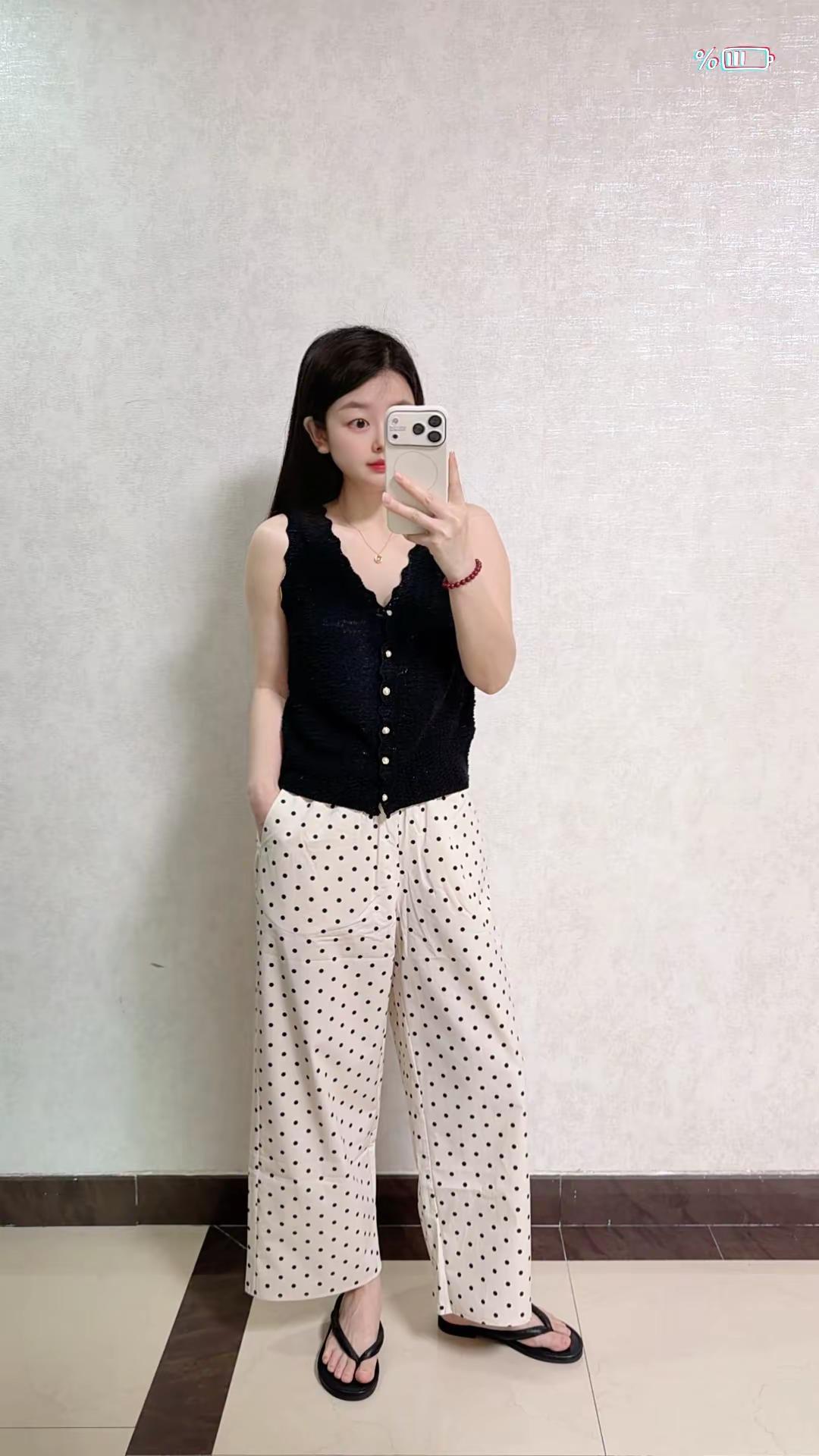 女生的快乐就是新衣服穿不完 🥤喝不完英子家女装 慵懒波点裤 松弛感日常穿搭