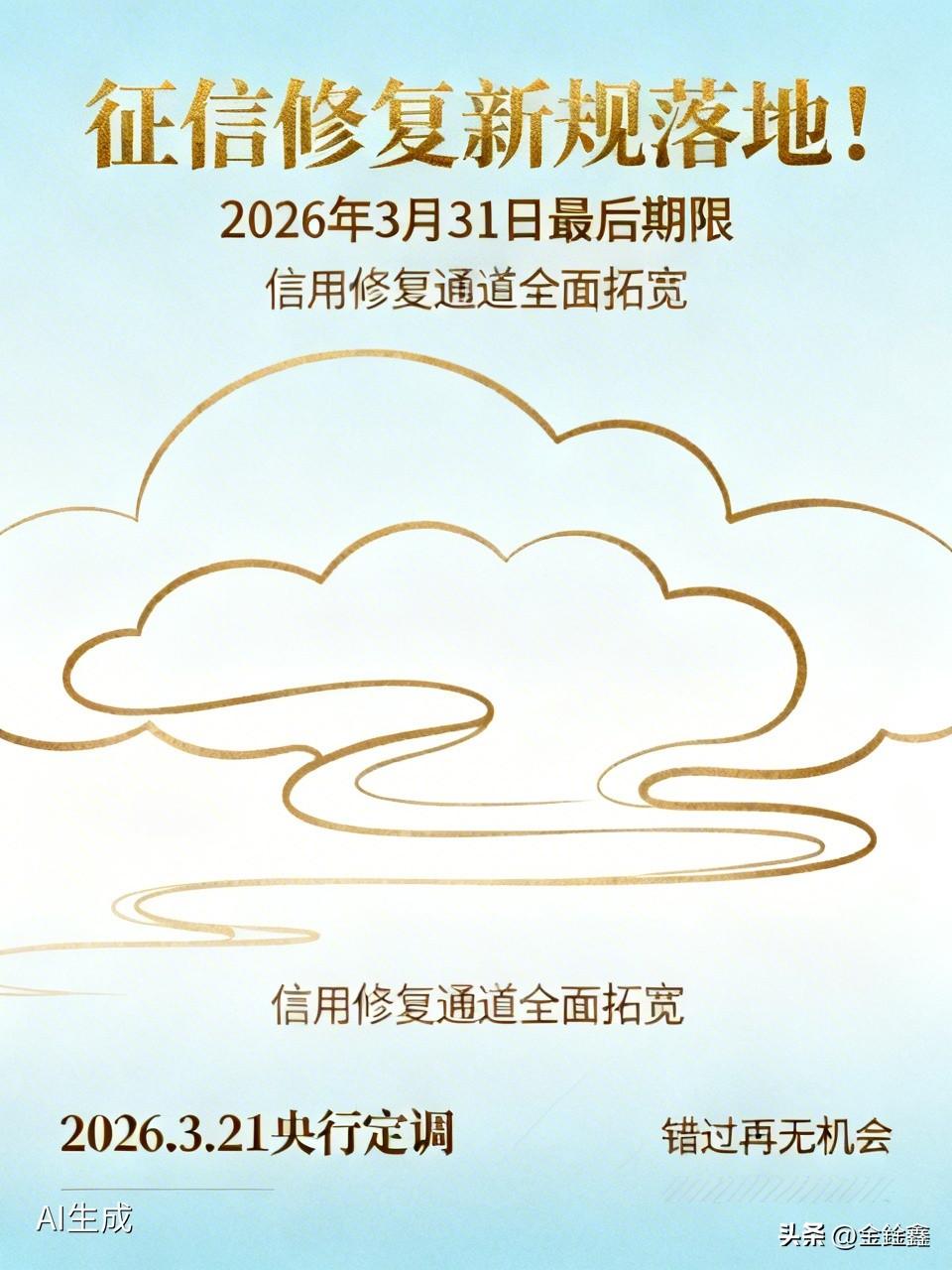征信修复新规落地！2026年3月31日是最后期限，错过再无机会！

征信污点终于