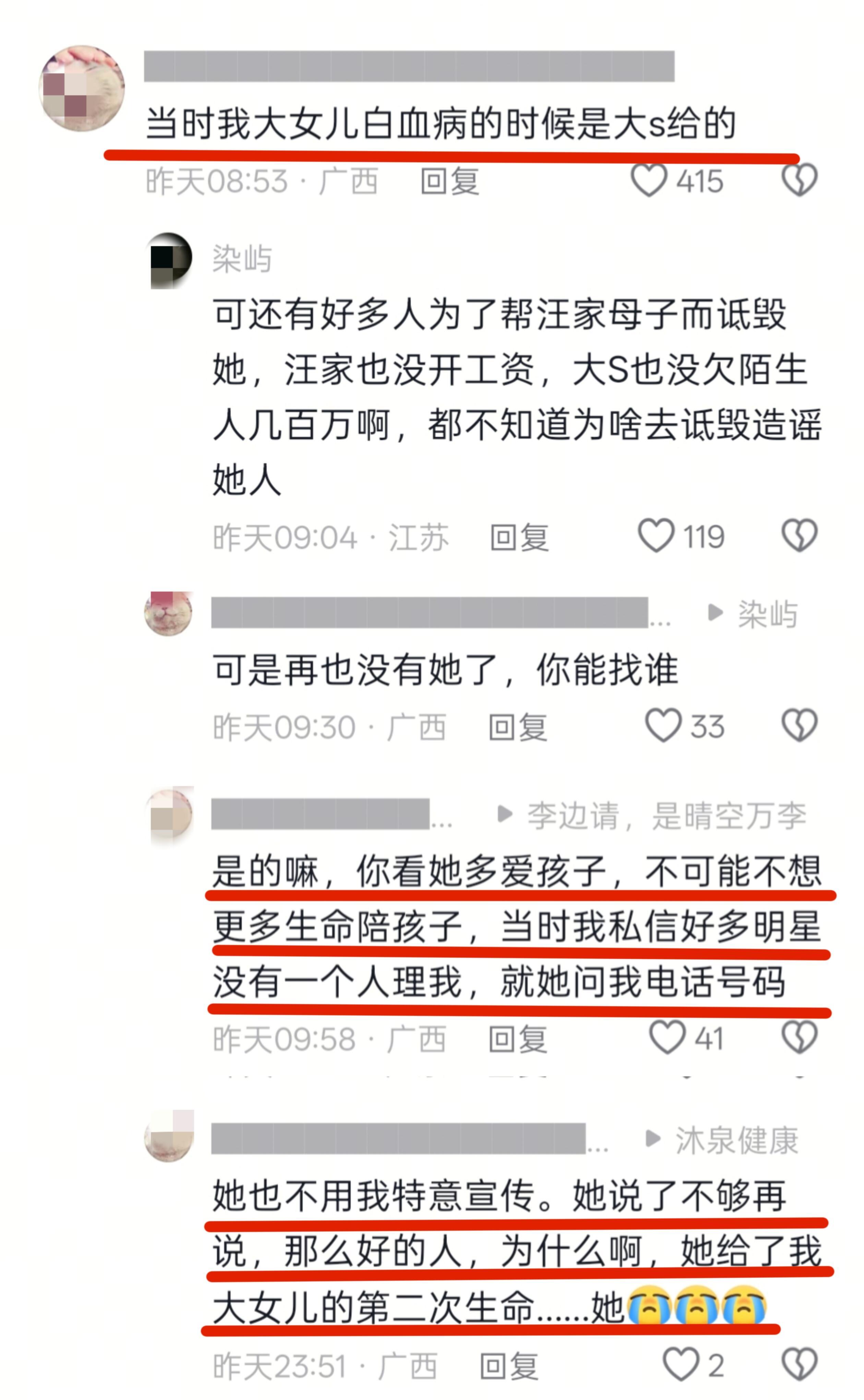 只有大S理我同为母亲，大s或许感同身受吧！！！大S 你私下到底做了多少好事？一个