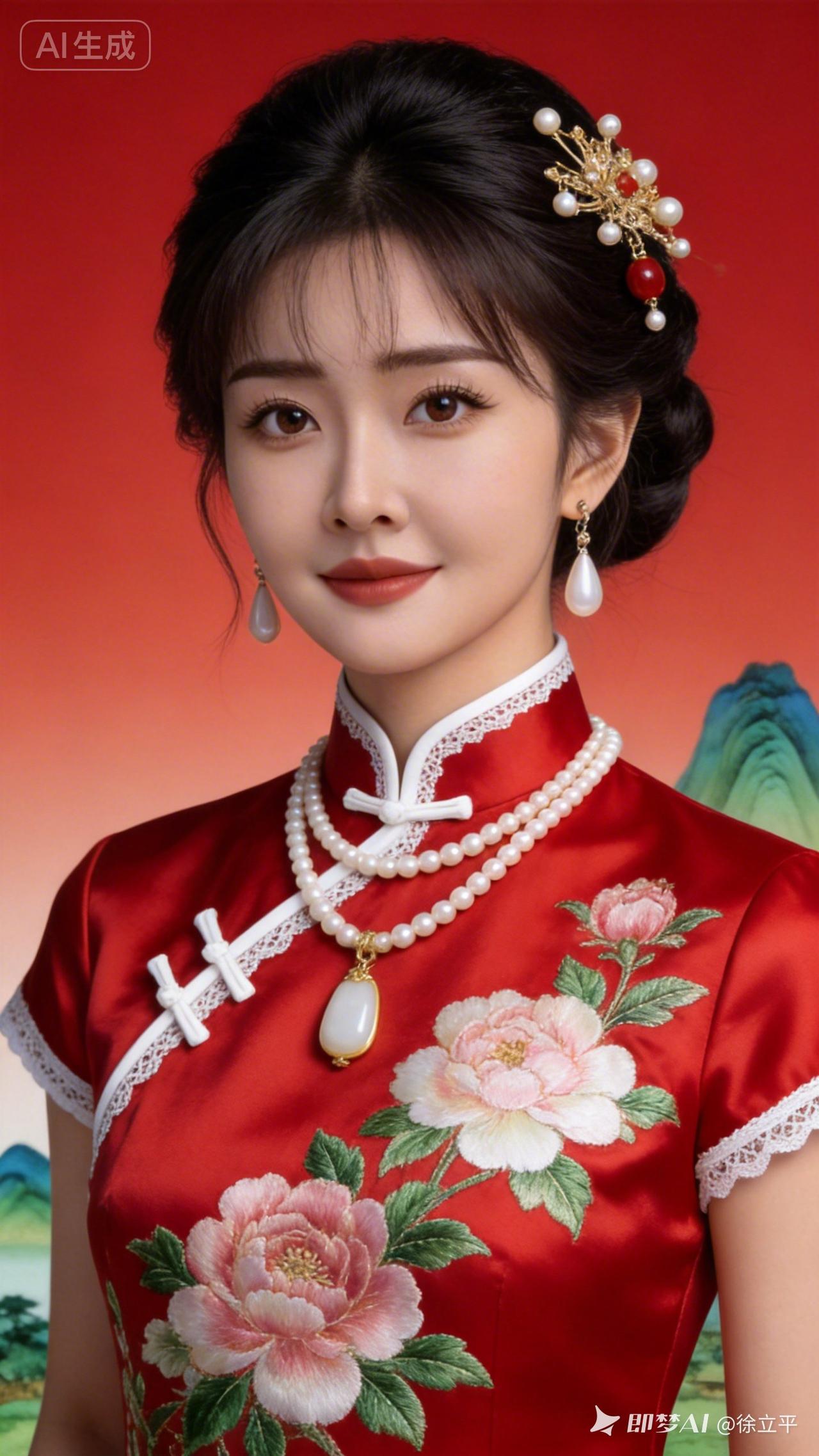 古典美人，红衣华裳，珠光宝气，惊艳绝伦！