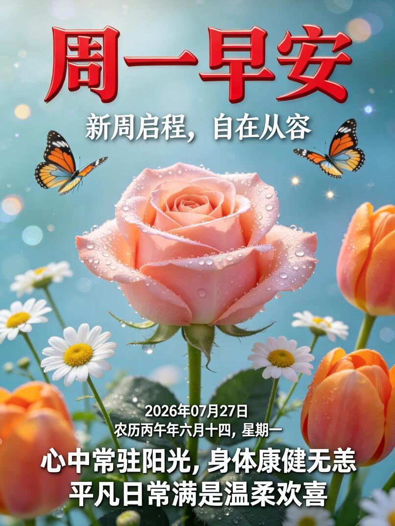 崭新周一，清晨安康🪷！7月27日正值闷热中伏，出门记得做好防暑。告别悠闲周末，