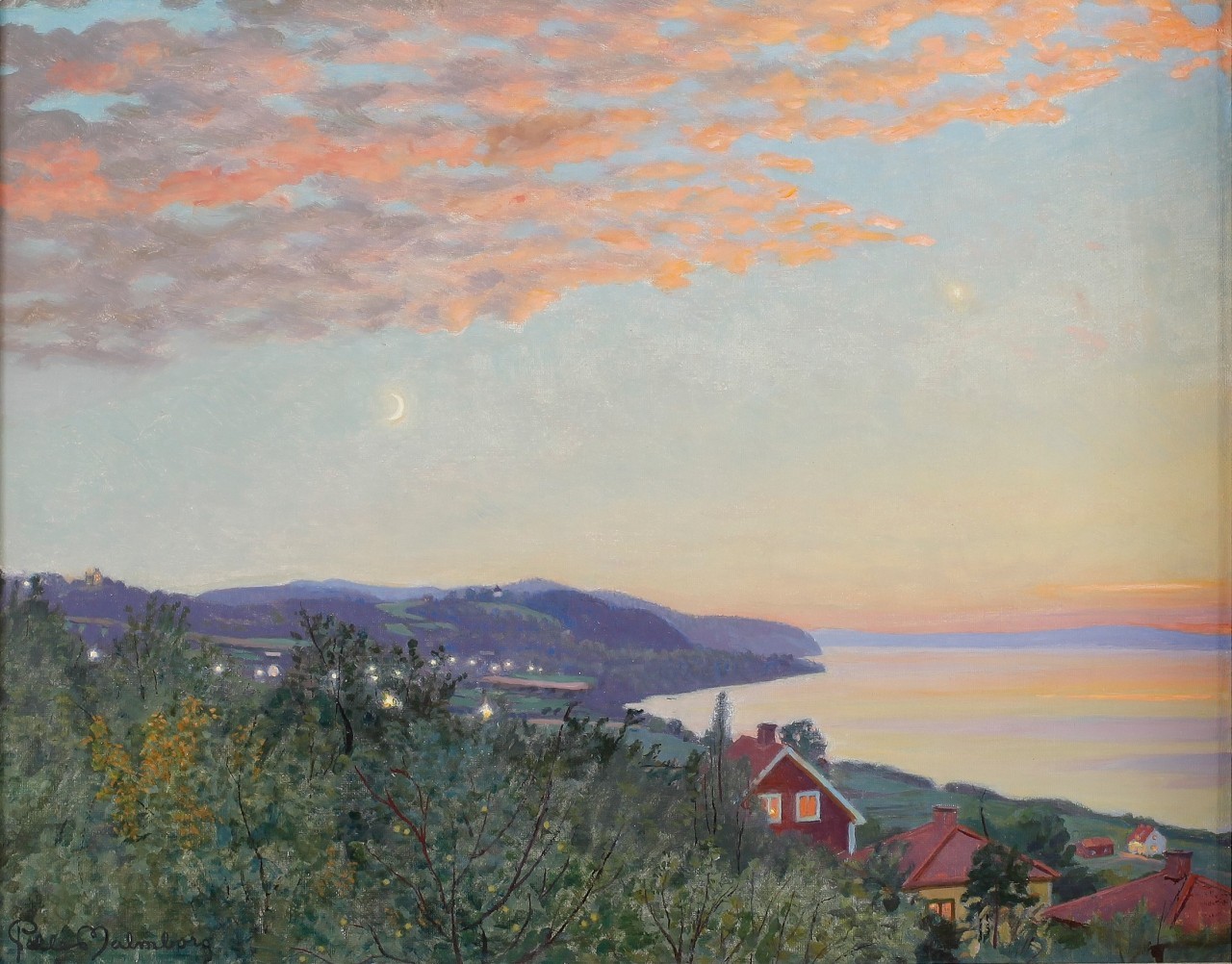黄昏时分的海岸，瑞典画家Pelle Malmborg ​​​