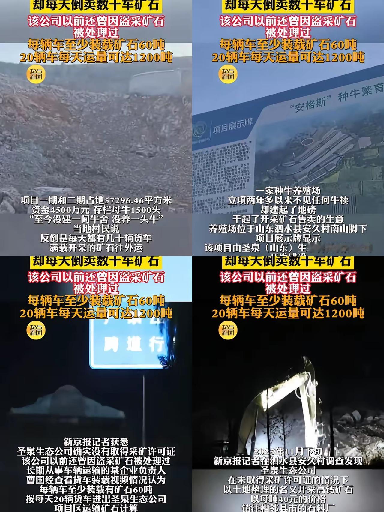 养牛场表面投资4500万，结果两年没养一头牛。倒是每天从养牛场拉走20车矿石，这