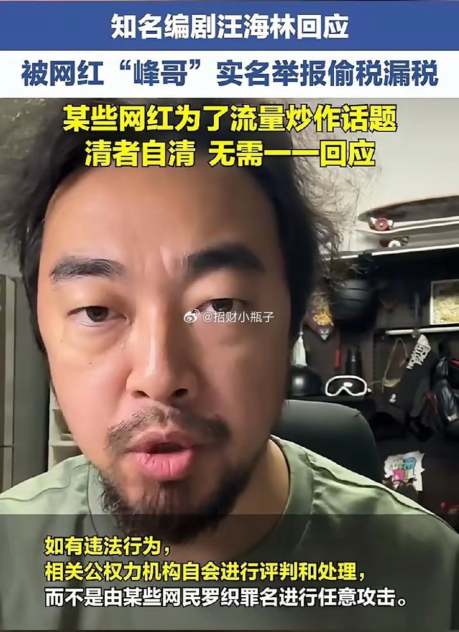 网红峰哥实名举报汪海林涉嫌偷税漏税，纠纷起因是双方长期网络隔空论战。举报线索源自